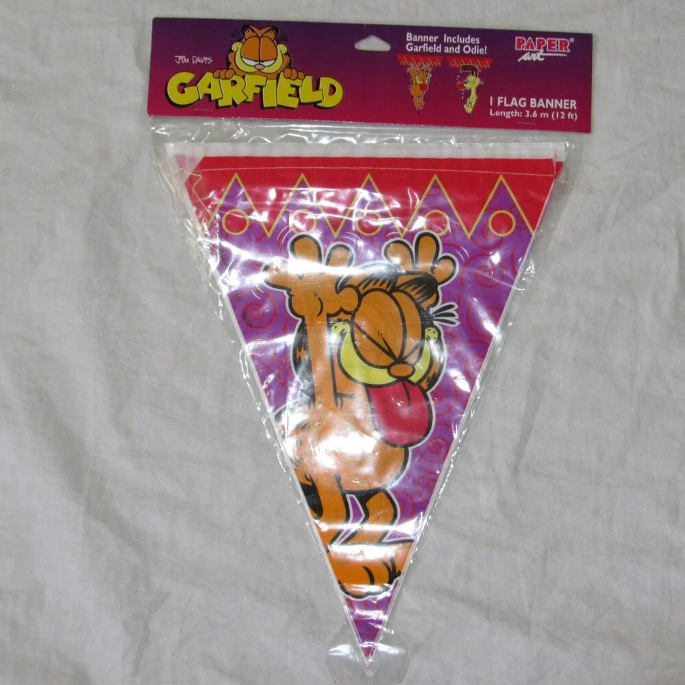 NEW Vtg 1998 Garfield Odie Party Rare Decoration Pennant Flag Banner 12 Feet